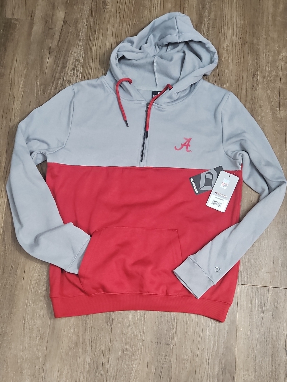 NWT Alabama Crimson Tide Colosseum Half-Zip Hoodie Size Large, Womens Colorblock